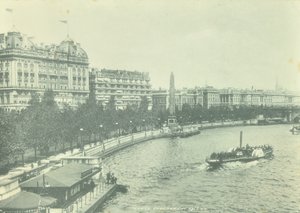 Victoria Embankment, Westminster: looking north from Hungerford Bridge, 1895