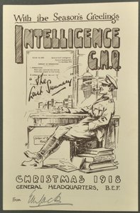 With the Seasons Greetings, Intelligence G.H.Q., Christmas 1918 from E. M. Jack, 1918 by English Photographer
