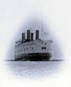 Yard no. 647, Baikal. Showing a Stern Quarter View of the Ice Breaking Train Ferry Steamer Baikal