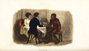 18th Century Dutch Couple Drinking Wine with a Bornean Orangutan at the Dining Table by English School