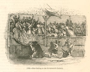 19th Century Reconstruction of a Bear Creating Panic by English School