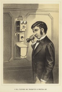 A Bell telephone and transmitter in practical use by English School