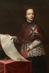 A Chaplain of the Order with a Map by English School