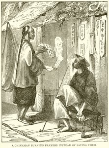 A Chinaman Burning Prayers Instead of Saving Them by English School