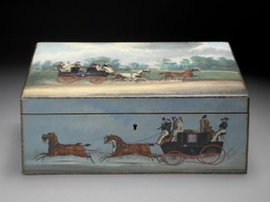A Cigar Box painted with Scenes from Taglioni Prints, c.1840