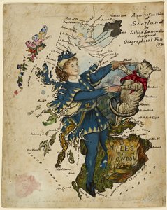 A Correct Outline of Scotland. Represented as Dick Whittington and his cat by English School