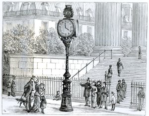 A Crowd Admires a Pneumatic Clock