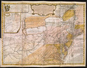 A General Map of the Middle British Colonies in America; viz. Virginia, Maryland, Delaware, Pennsylvania, New Jersey, New York, Connecticut, and Rhode Island: of Aquanishuonigy, the Country of the Confederate Indians... Of the Lakes Erie, Ontario and Ch