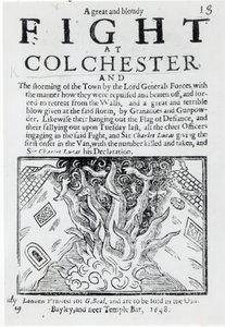 A Great and Bloudy Fight at Colchester, printed in 1648 by English School