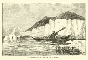 A Greenland Kajak or Man-boat by English School