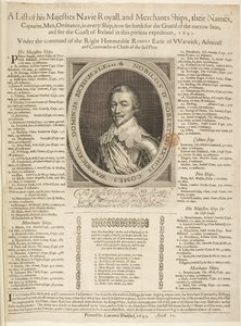 A Naval Shipping Listing with Portrait of the Earl of Warwick
