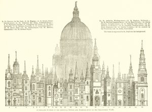 A Parallel of some of the Principal Towers and Steeples built by Sir Christopher Wren by English School