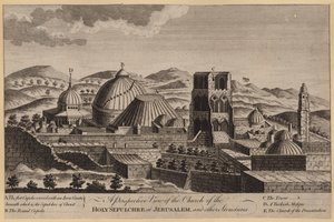 A Perspective View of the Church of the Holy Sepulchre at Jerusalem, and other Structures by English School