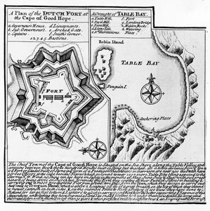 A Plan of the Dutch Fort at the Cape of Good Hope and A Draught of Table Bay by English School