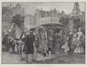 A Sledge-Coach in Old-World Amsterdam by English School