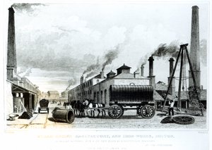 A Steam-Engine Manufactory and Iron Works at Bolton, by Harwood, engraved by Watkins