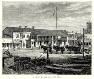 A Street in Salt Lake City, Utah (engraving) by English School