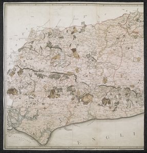A Topographical Map of the County of Sussex, divided into Rapes, Deanries, and Hundreds by English School