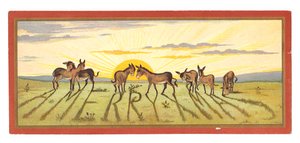 Victorian Christmas Card with Donkeys and 