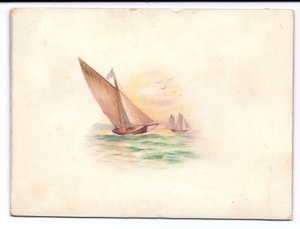 A Victorian New Year Card with Yachts Sailing in the Moonlight (c.1895)