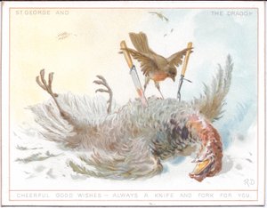 A Victorian Calendar of the Seasons Depicting an Elderly Couple in Medieval Costume Walking in the Snow and a Young Couple Enjoying a Spring Day, c.1879 by English School