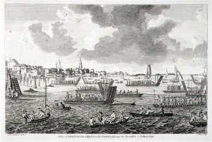 A View of Gravesend in Kent, with Troops Passing the Thames to Tilbury Fort by English School