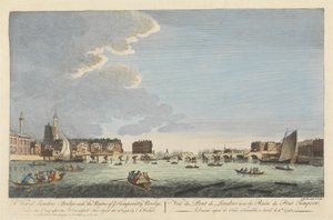 A View of London Bridge with the Ruins of the Temporary Bridge after the Fire of 11th April 1758 by English School