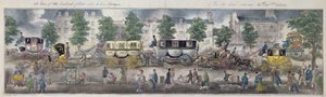 A View of the Boulevards of Paris with the new carriages, 1828 by English School