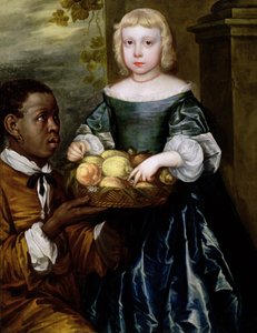 A Young Girl Being Offered a Basket of Fruit by a Servant by English School