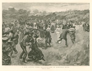 A Bank Holiday Scene: Kiss-in-the-Ring on Hampstead Heath by English School