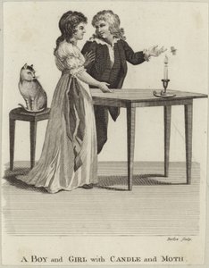 A Boy and a Girl with a Candle and a Moth by English School