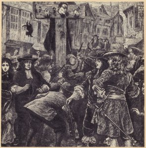 A Crowd Gathered Before a Man Who Stands in the Stocks by English School