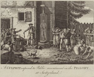 A Culprit Exposed to Public Resentment in the Pillory at Switzerland by English School