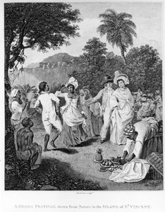 A festival on the island of St. Vincent, from The History, Civil and Commercial, of the British Colonies in the West Indies by Bryan Edwards, engraved by Philipp Audinet, revised edition of 1794