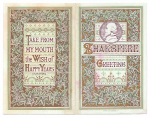 Victorian Greeting Card of an Image of William Shakespeare, c.1880 by English School