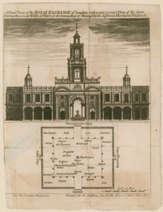 A Front View of the Royal Exchange of London with a New and Exact Plan of the Same by English School