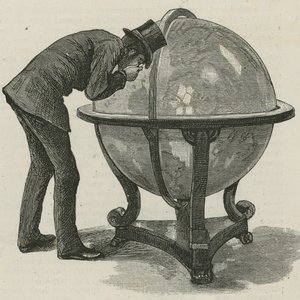 A Man from Lloyds Studying a Globe by English School