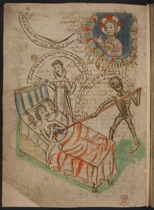 A Man on His Deathbed, from A Carthusian Miscellany of Poems, Chronicles, and Treatises in Northern English, Including an Epitome or Summary of Mandeville