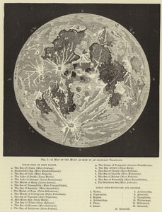 A map of the moon as seen in an ordinary telescope by English School