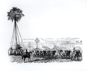 A palm tree being transported to Hyde Park for the Great Exhibition, London by English School