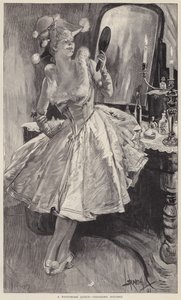 A Pantomime Queen Putting the Finishing Touches to her Make-Up by English School