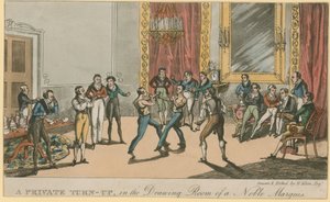 A private turn up, in the drawing room of a noble marquis by English School
