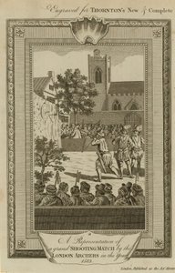A Representation of a Grand Shooting Match by the London Archers in 1583 by English School