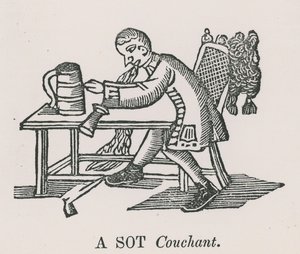 A Sot Couchant by English School