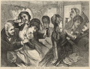 A Spree in a Railway Train Going to a Fashionable Watering-Place by English School