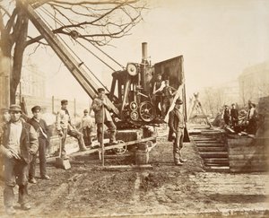A Steam Crane in Operation During the Building of the Circle Line at Paddington, London, c.1890