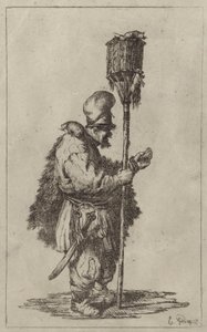 A Travelling Rat Catcher with the Tools of His Trade by English School
