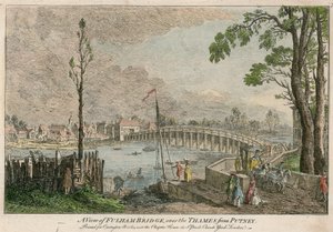 A View of Fulham Bridge, London, Over the River Thames from Putney by English School