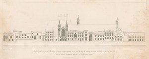 A view of the range of buildings adjoining Westminster Hall and fronting the River Thames by English School