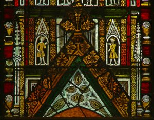 A window in the Lady Chapel depicting canopy figures